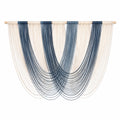 Wandbehang 120 x 100 cm aus Baumwollkordel Blau Creme mit Holzstab im Boho-Stil