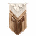 Makramee Wandbehang 50 x 90 cm aus Baumwollkordel Beige Braun im Boho Stil