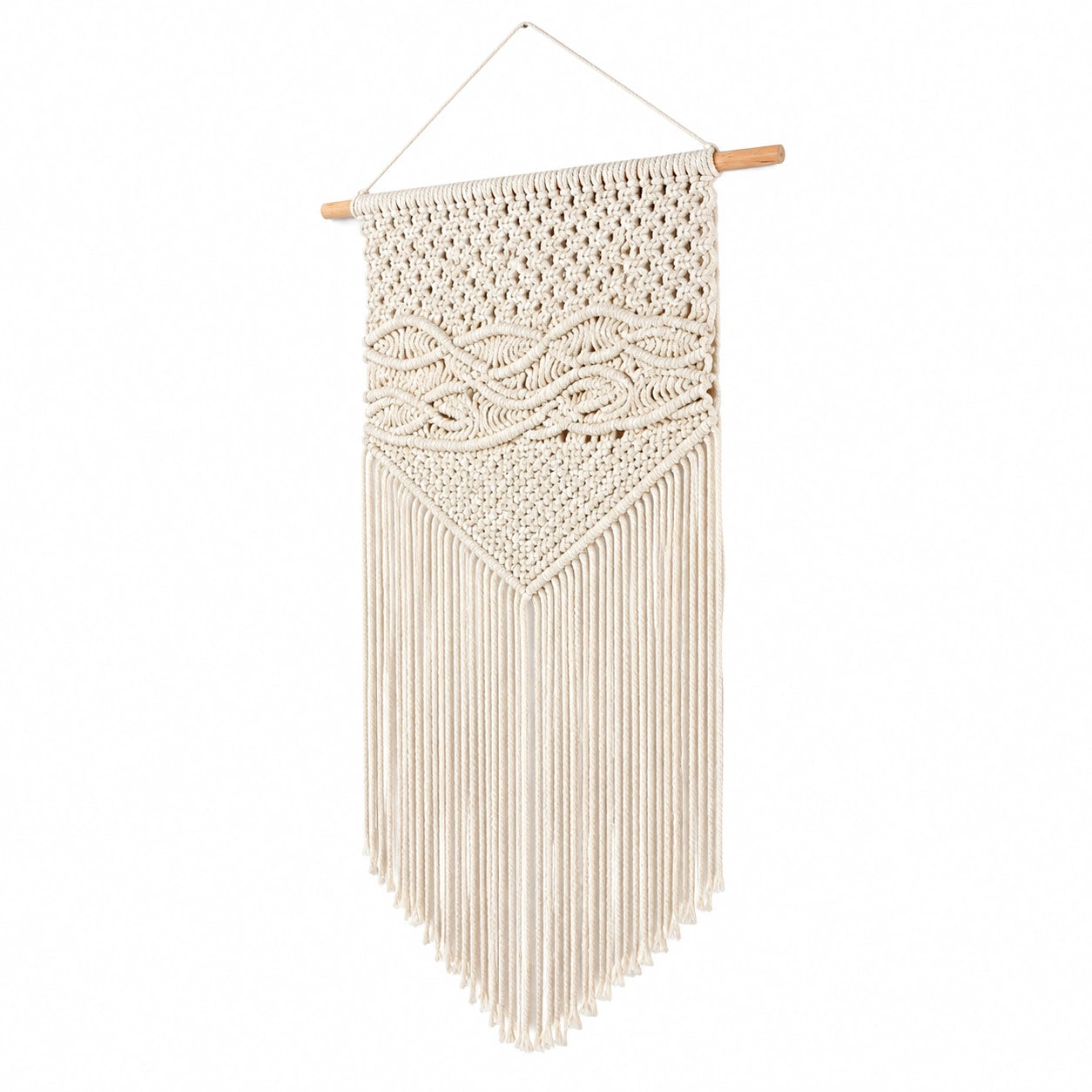 Makramee Wandteppich 45 x 100 cm Baumwolle Creme Boho Wanddekoration