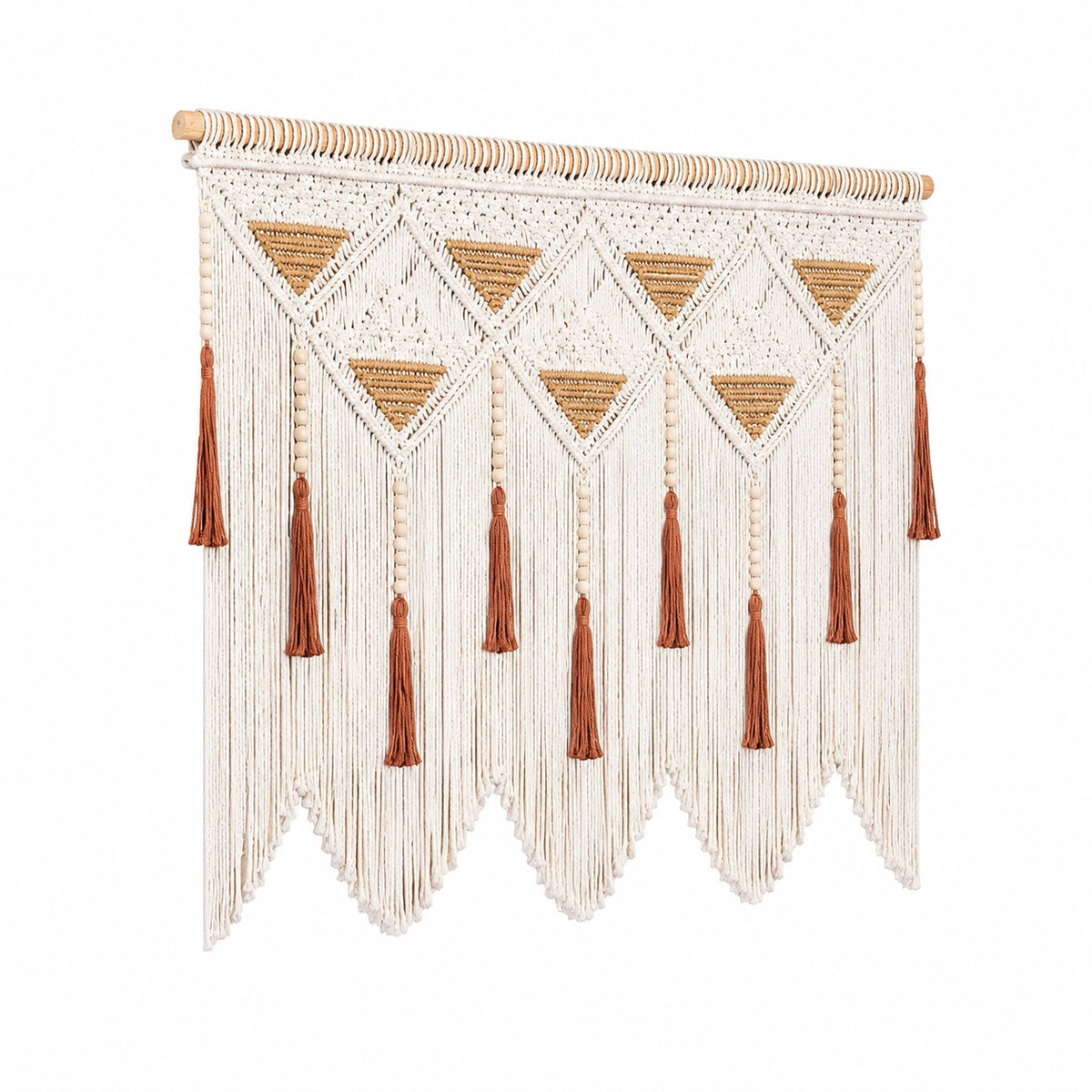 Makramee Wandteppich 100 cm x 100 cm Baumwolle Beige Braun Boho Wanddekoration