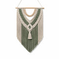 Makramee Wandbehang 45 cm x 85 cm Baumwolle Grün Creme Boho