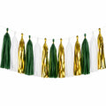 Quastengirlande 300 cm Papier Grün Weiß Gold hängende Partydekoration