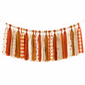 Stoff Quastengirlande 150 cm 45 cm Orange Creme Wanddekoration Herbststil