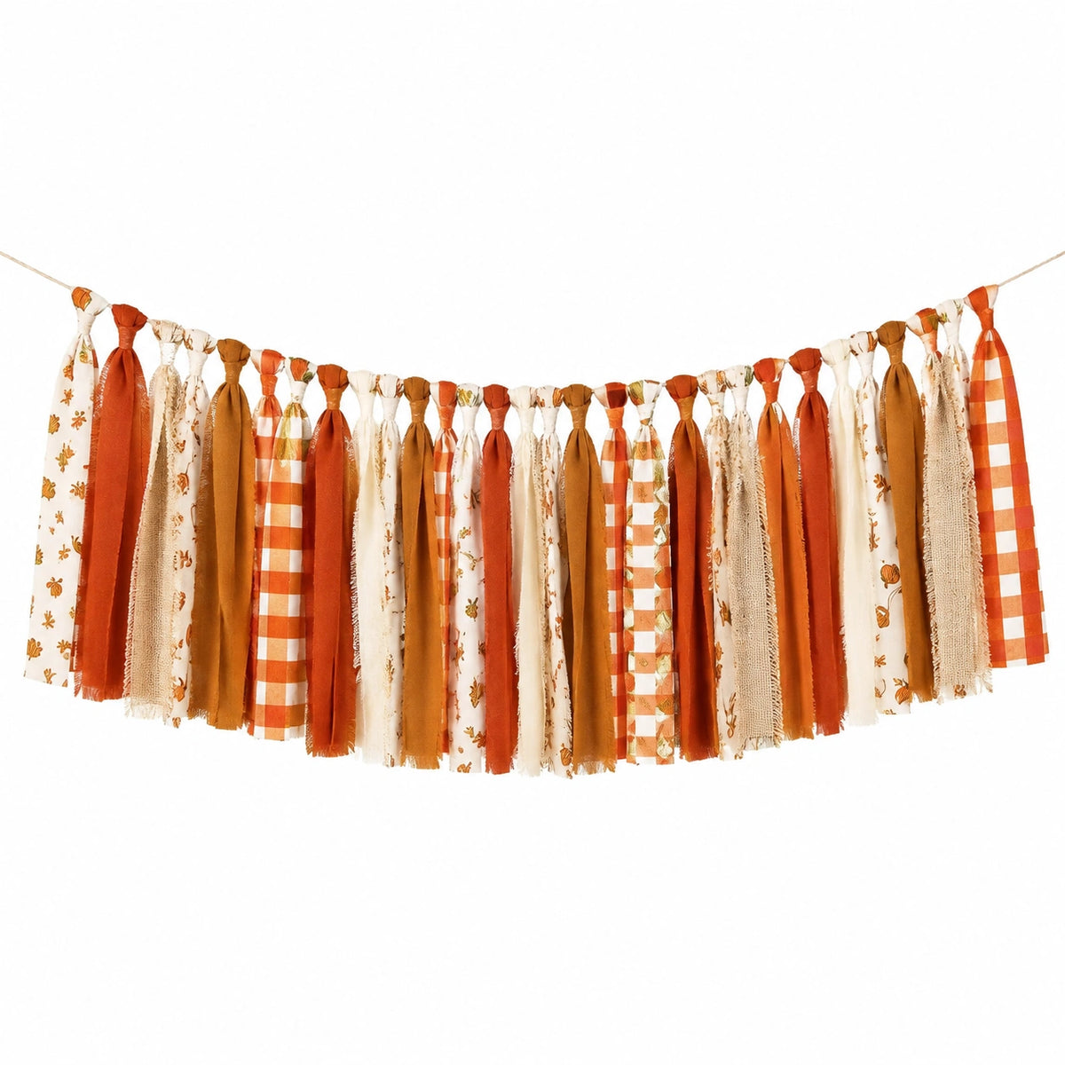 Stoff Quastengirlande 150 cm 45 cm Orange Creme Wanddekoration Herbststil