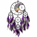Traumfänger Wanddekoration 40 x 90 cm Schwarz Violett mit Federn und Perlen