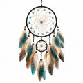 Traumfänger 25 cm Kordel Federn Türkis Braun Boho Wanddekoration