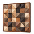 Holz Wanddekoration 60 cm x 60 cm Braun Natur geometrisches Relief für Innenräume