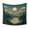 Wandteppich 150 x 150 cm aus Polyester Grün mit Berglandschaft als Wanddekoration