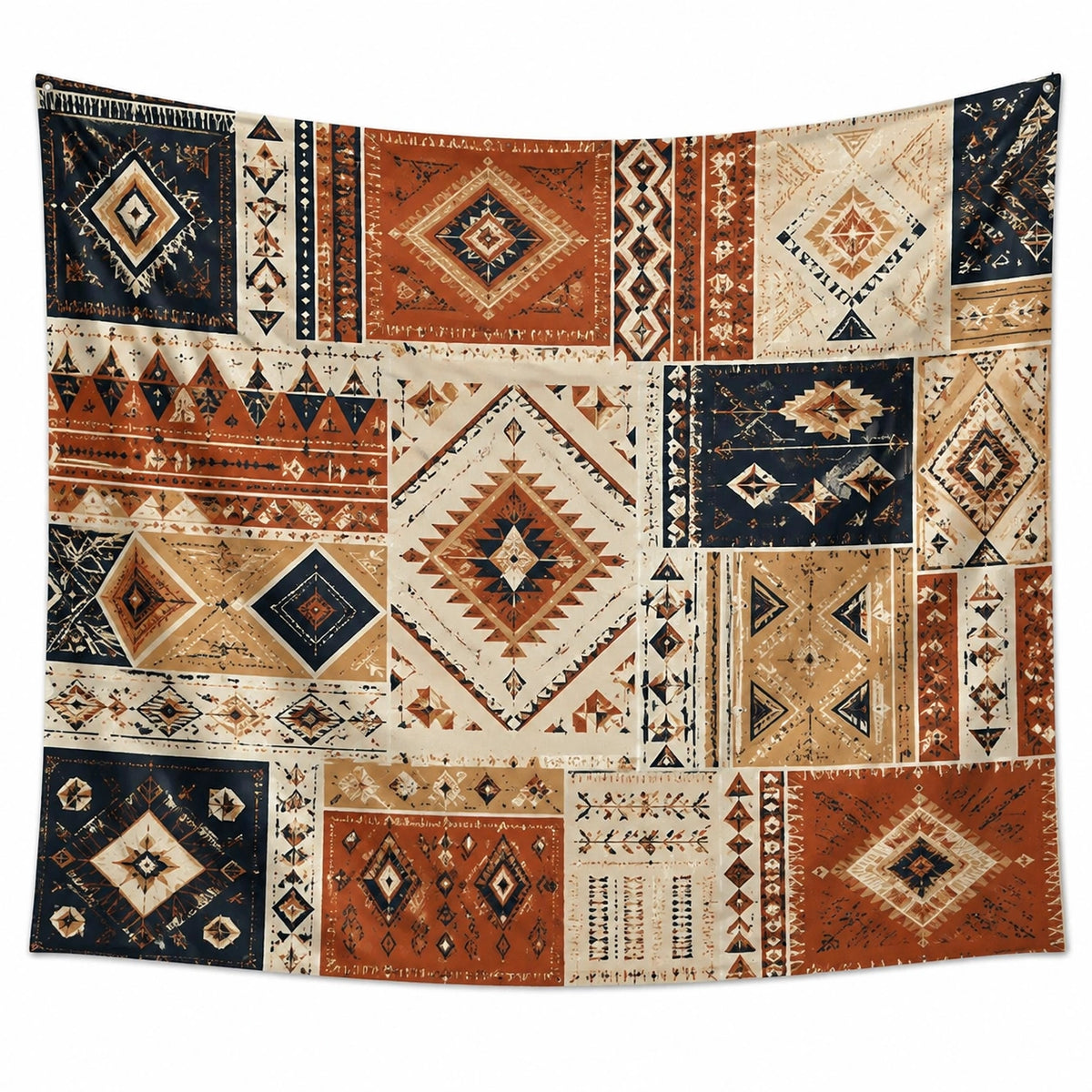 Wandteppich 150 x 130 cm Textilgewebe Beige Rostbraun Schwarz mit geometrischem Muster